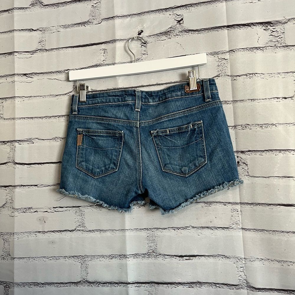 Paige Silver Lake High Rise Denim Cutoff Shorts Size 26 Y2K Blue Vintage Stretch - Picture 9 of 16